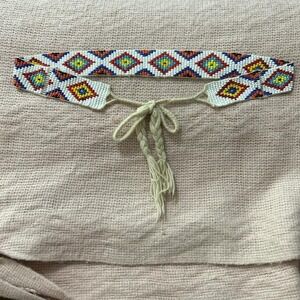 Vintage 1950's Handcrafted Colorful Beaded Belt with Tie Front.